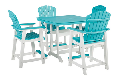 Eisely Outdoor Counter Height Table and 4 Barstools