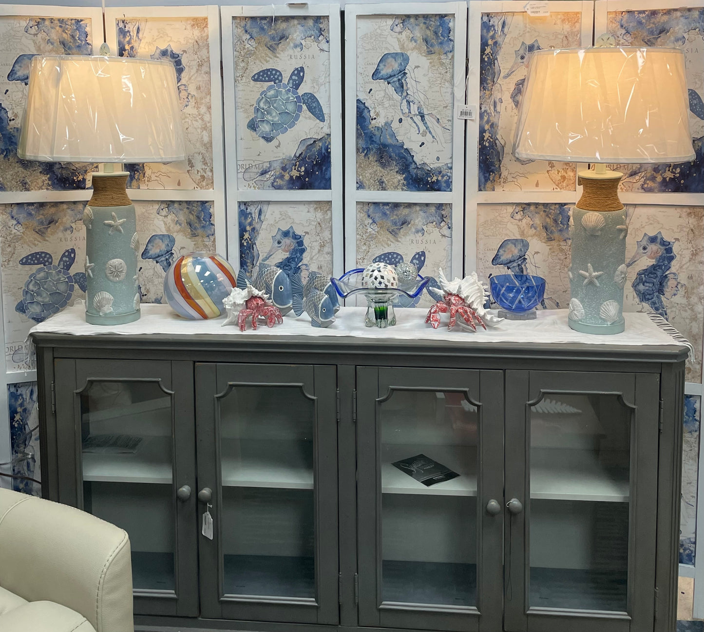 Pair of Multi Shell Table Lamps