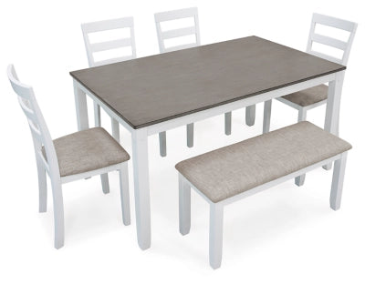 Stonehollow Dining Table and 4 Chairs & Bench Set 