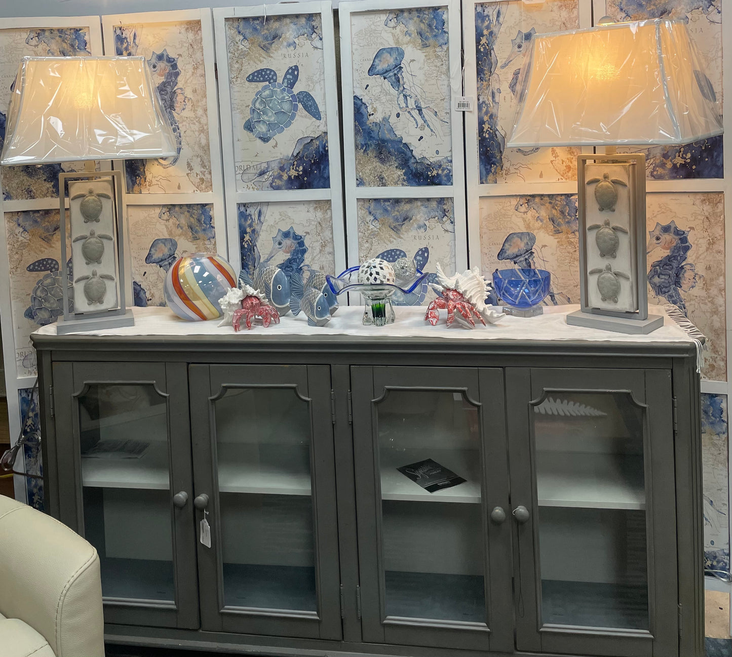 Pair of Triple Turtle Table Lamps