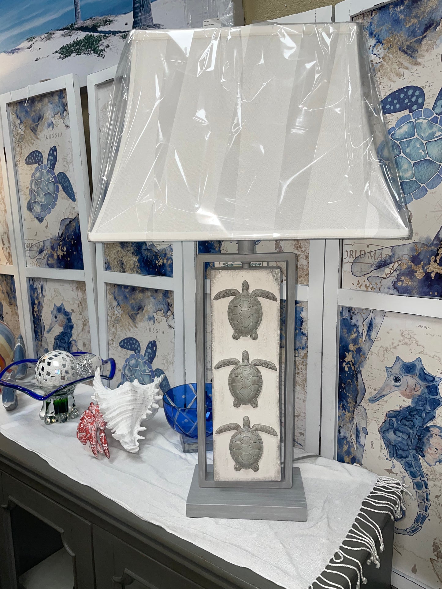 Pair of Triple Turtle Table Lamps