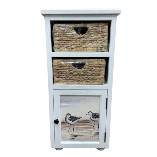 Coastal Console with 2 Baskets and Drawer