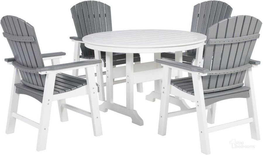 Ashley Crescent Luxe Transville Grey And White Outdoor Dining Poly Pat