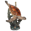 Amber Jumbo Sea Turtle and Coral Statue