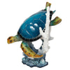 Blue Jumbo Sea Turtle and Coral Statue