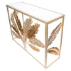 Metal and Glass Gold Leaves Console Table