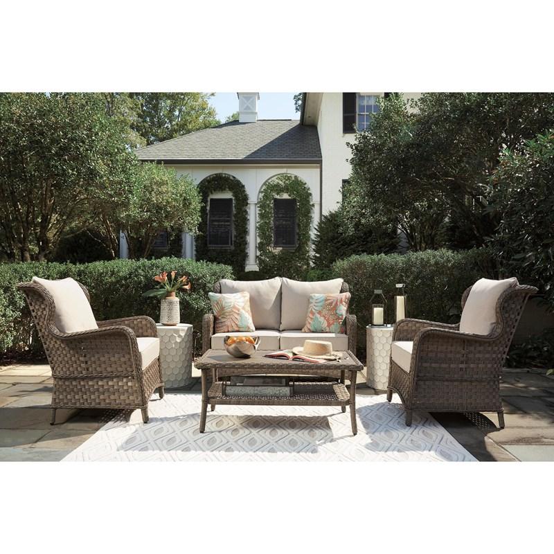 Ashley Clear Ridge Glider Sofa with 2 Chairs and Coffee Table
