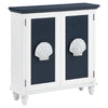 34" Navy and White Two Doors Scallop Shell Cabinet