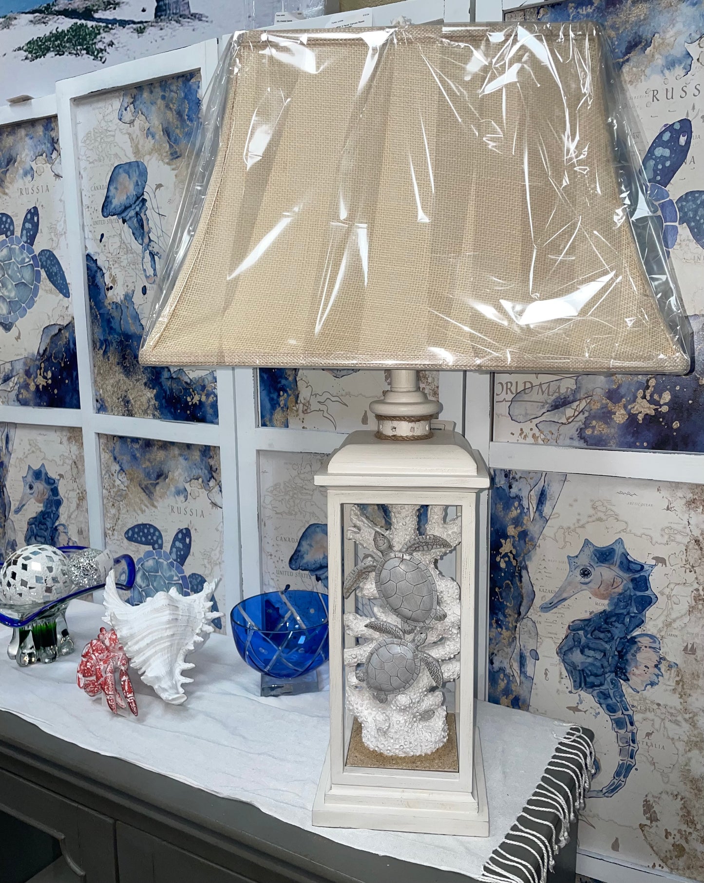 Pair of Turtle Lantern Table Lamps