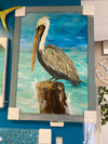 37.5 x 52.5" Pelican on Piling Art