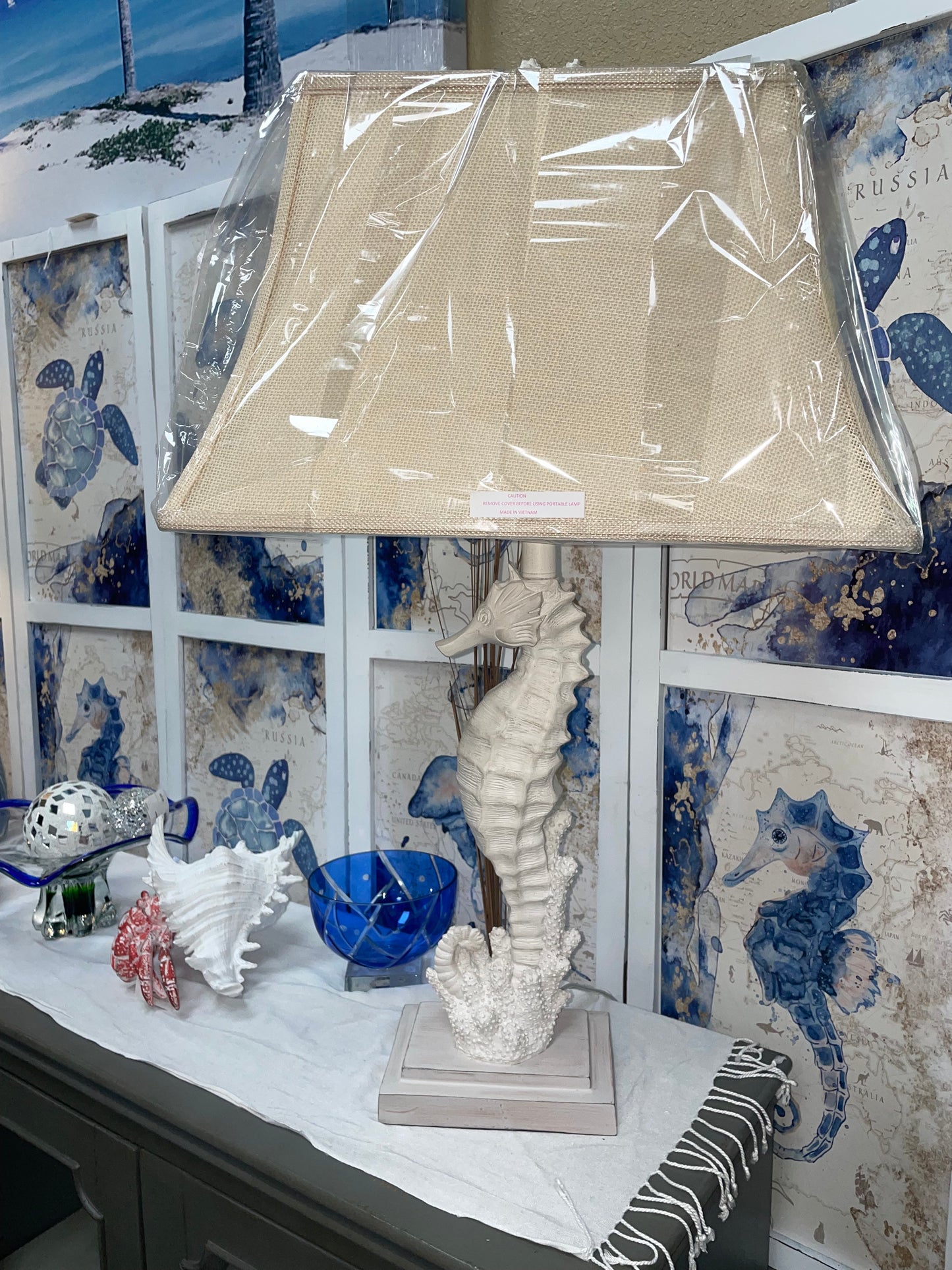 Pair of Seahorse Facing Table Lamps