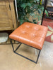 Gently Used Orange Brown Leather Top Ottoman Stool