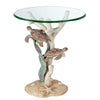 19" Round Glass Sea Turtle Side Table