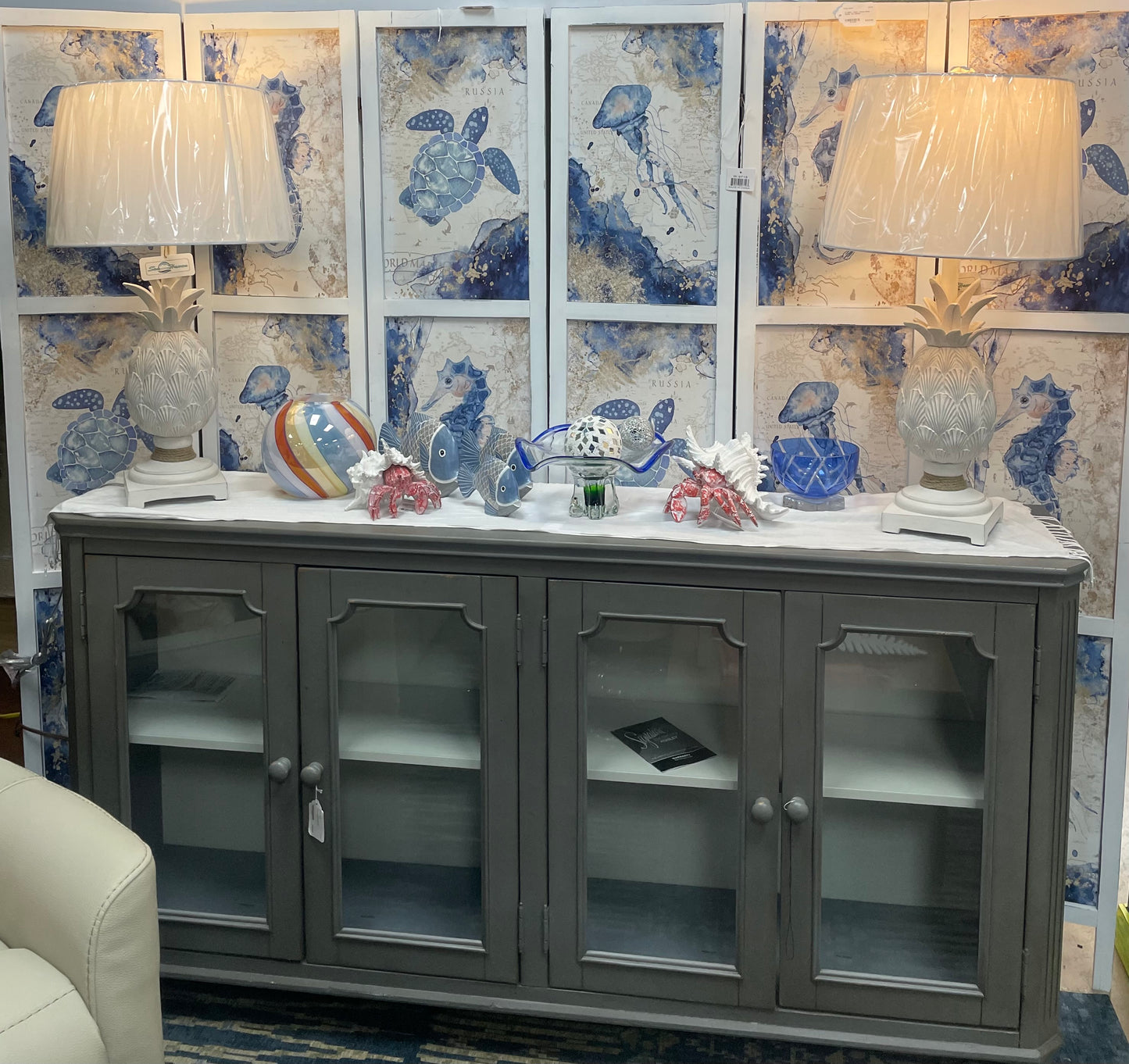 Pair of Shell Pineapple Table Lamps