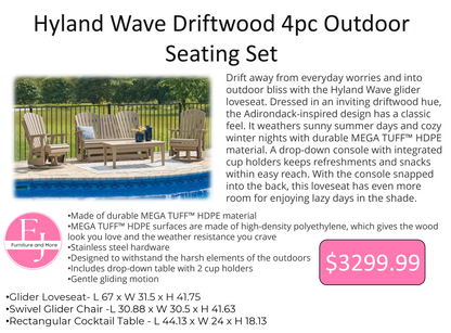 Hyland Wave Driftwood 4pc Outdoor Seating Set