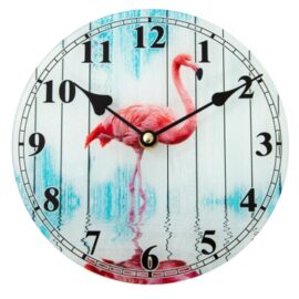 NEW Coastal Glass Clock Flamingo