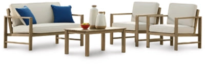 Fynnegan Outdoor Loveseat and 2 Chairs with Coffee Table