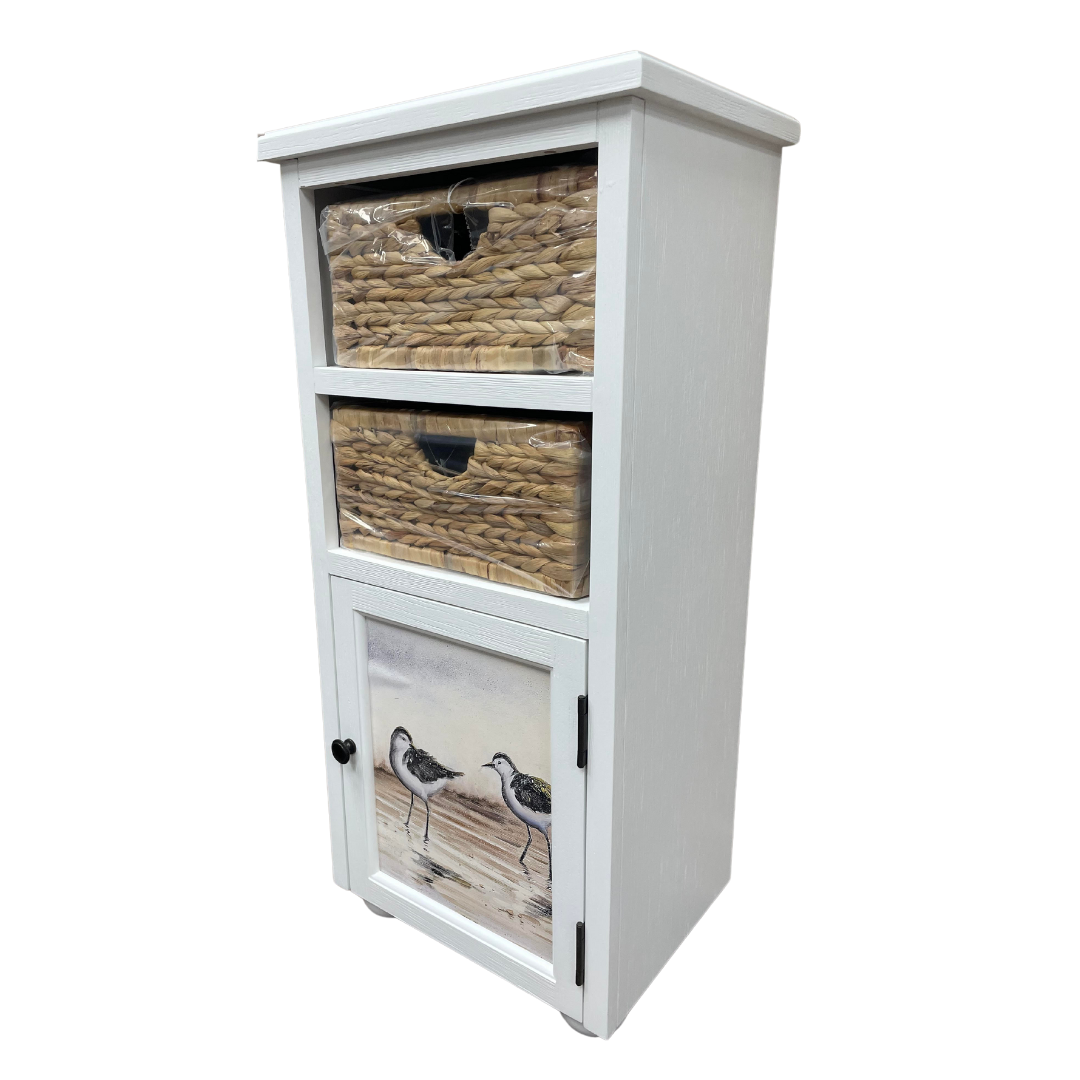 Coastal Console with 2 Baskets and Drawer