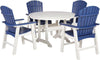 Ashley Crescent Luxe Toretto Blue And White Outdoor Dining Poly Patio Set