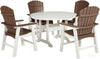 Ashley Crescent Luxe Genesis Bay Brown And White Outdoor Dining Poly Patio Set