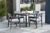 Eden Town Gray Square Dining Table and Chairs With Umbrella Holder