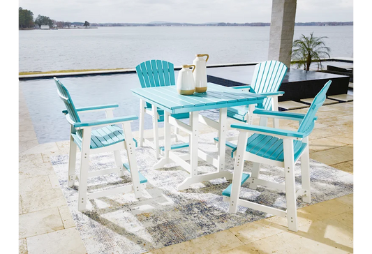 Eisely Outdoor Counter Height Table and 4 Barstools