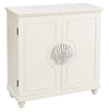 34" White Two Drawer Large Scallop Knob Cabinet