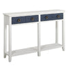 54" White and Navy 2 Drawer Console
