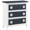 32" Navy and White Three Drawers Scallop Shell Chest