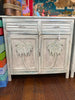 Carved Palm Tree Two Door Console Cabinet with 2 Drawers