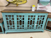 New Teal Ornate 4 Door Console Cabinet